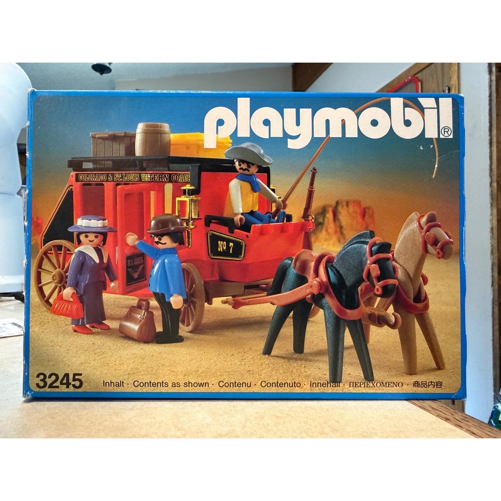 VTG Playmobil 3245 Colorado St Louis Western Coach Complete Set Box Instructions